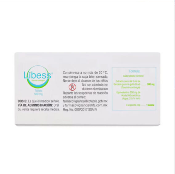 LIBESS 250mg (apetito, control de peso, obesidad) 30 tabletas - Imagen 2