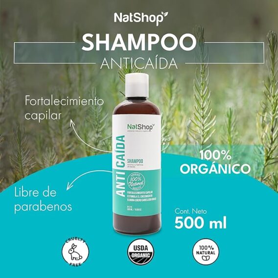 SHAMPOO ANTICAIDA 500ML orgánico - Imagen 2